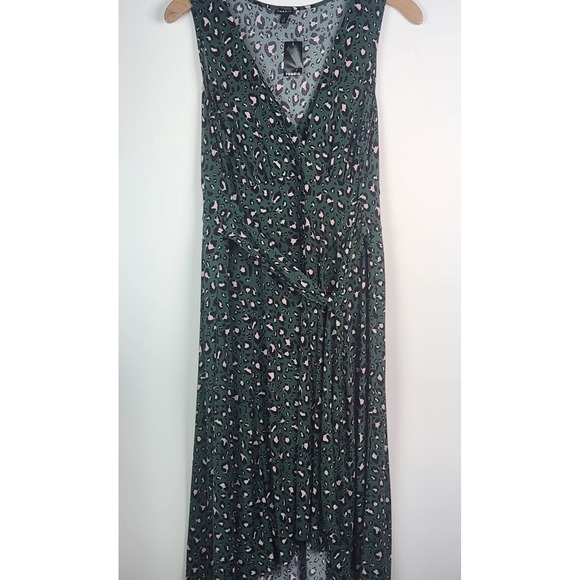Torrid Midi Studio Knit Hi-Low Dress Womens Green‎ Leopard Tie Front Size 3X New - Picture 6 of 10